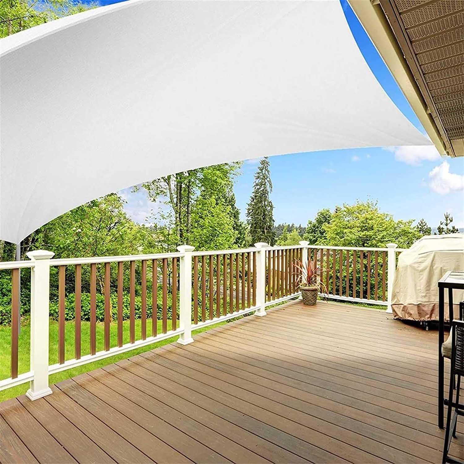 White,3X3 M,Jyhcd Outdoor Square Shade Sails,Premium Waterproof Oxford Fabric,95% UV Block,Includes Free Rope and Fixing Kit,Sun Shade Sail Rectangle for Backyard,Garden,Patio,Parties image number 5