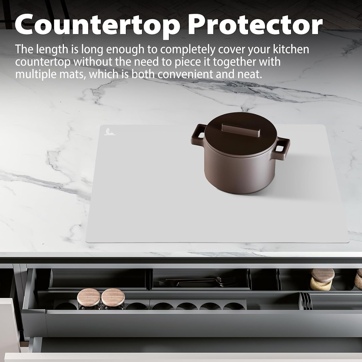 Super Kitchen Extra Large Multipurpose Silicone Nonstick Baking Mat, Pastry Mat, Heat Resistant Nonskid Table Mat, Countertop Protector, 23.4'' by 15.6''(Cool Gray) - Gray image number 4