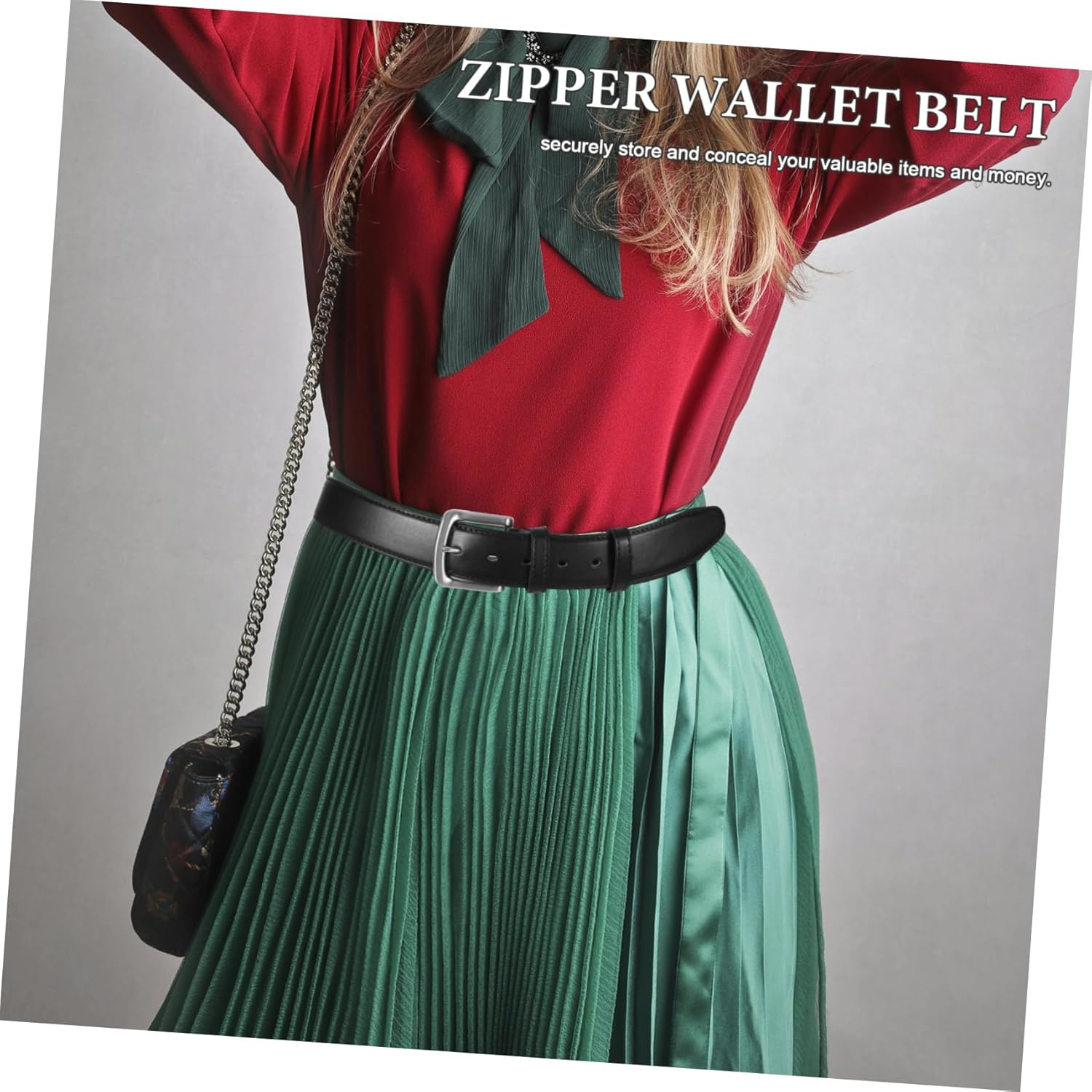 NOLITOY Hidden Money Pocket Belt with Concealed Zipper Storage Durable PU Travel Wallet for Men Elegant Secure Theft Cashsafe for Valuables image number 1