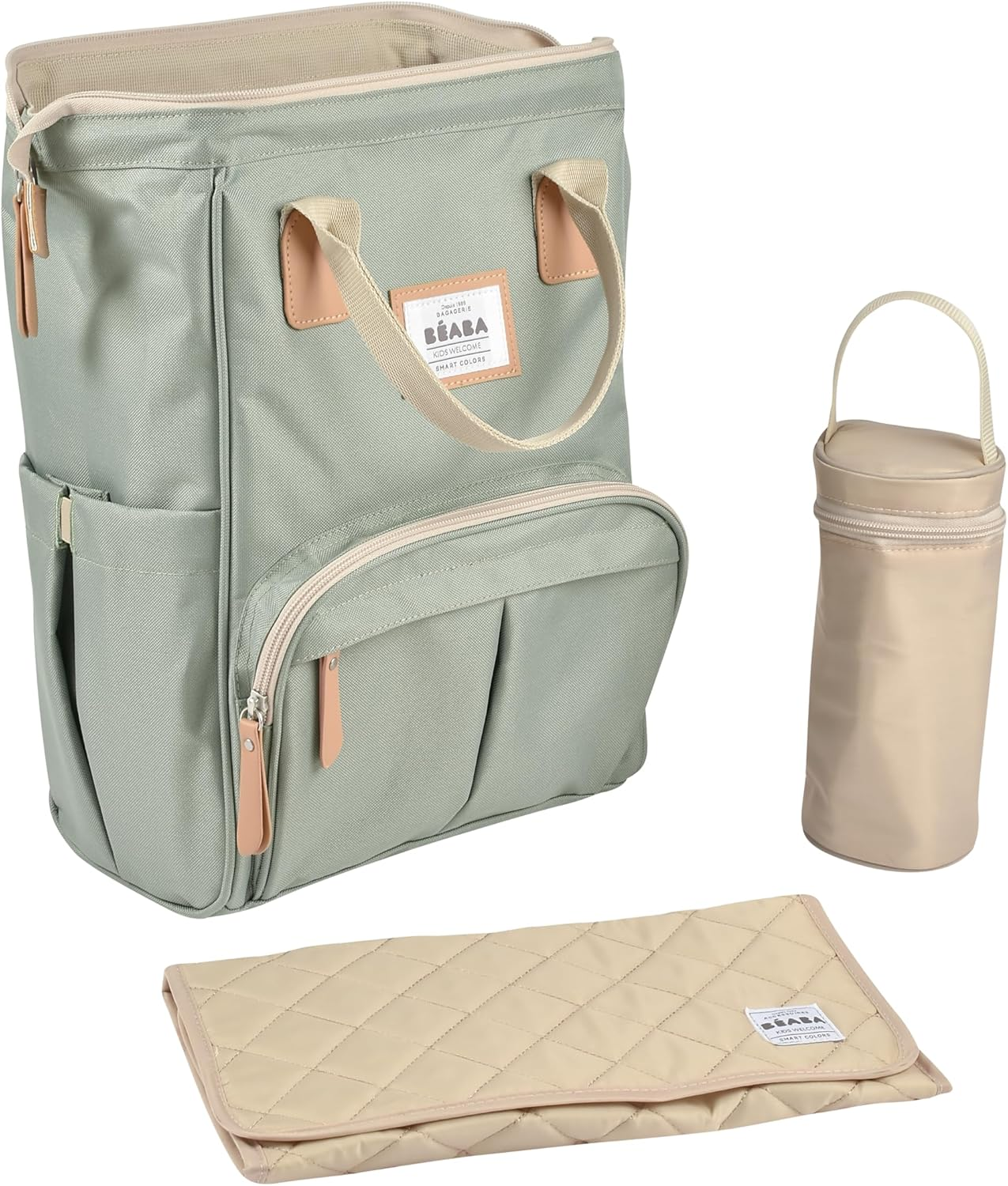 Beaba Wellington Nappy Bag Backpack, Sage Green