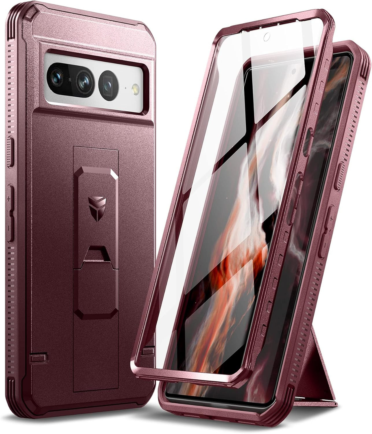 DEXNOR for Google Pixel 7 Pro 5G Case, [Built in Screen Protector and Kickstand] Heavy Duty Military Grade Protection Shockproof Protective Cover for Samsung Google Pixel 7 Pro 5G - Black