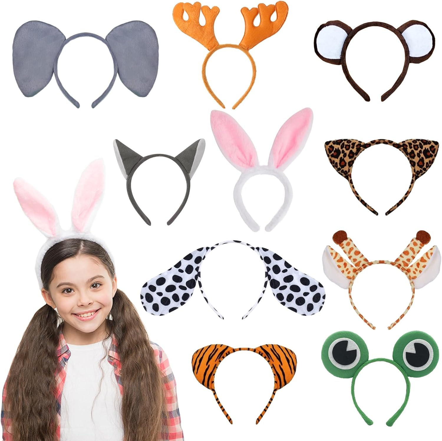 10 Pcs Zoo Animal Ear Costume Ear Hair Hoop,Costume Headwear image number 3