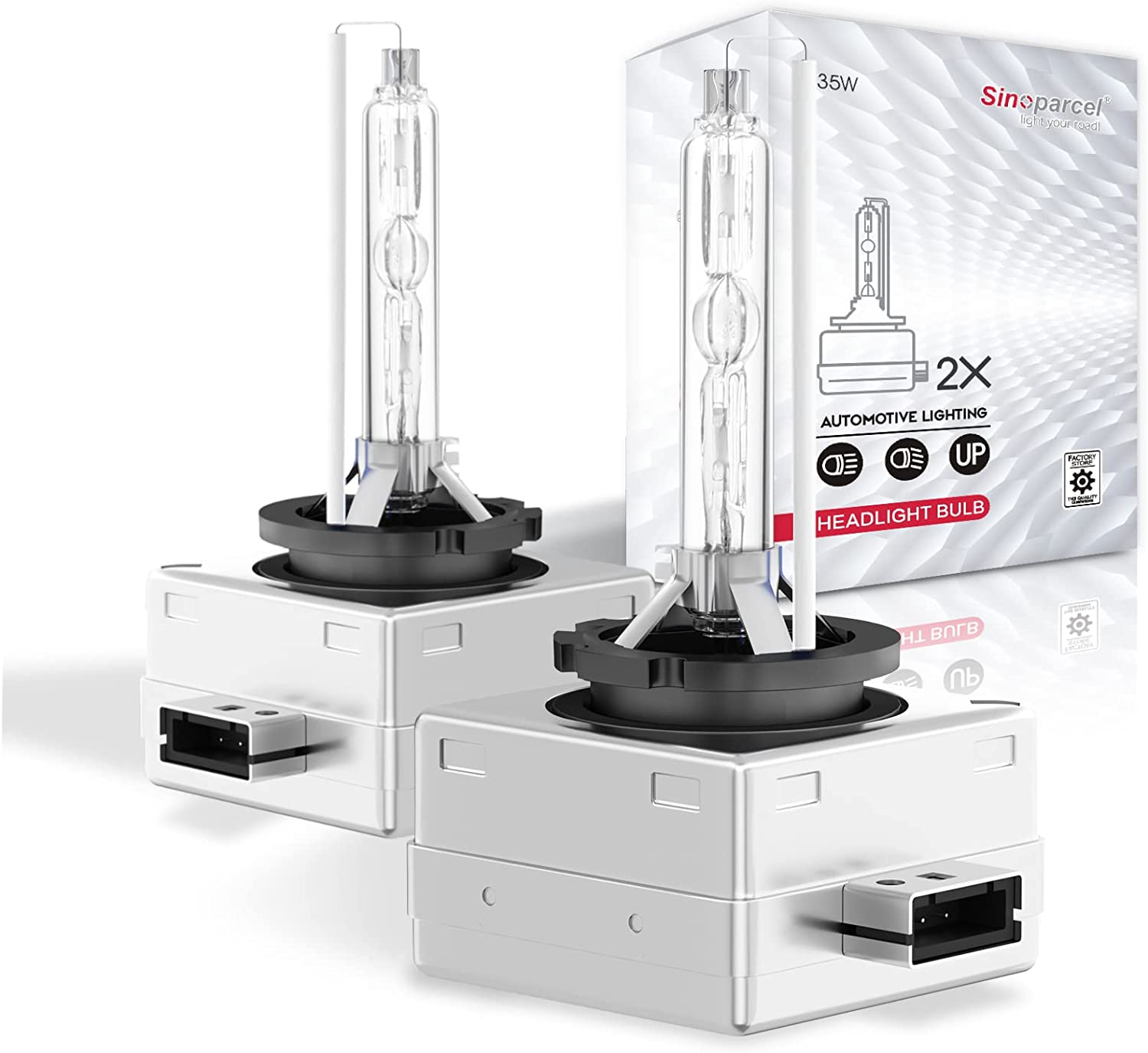 Sinoparcel D1S HID Bulb,6000K 35W, Replacement High Low Beam Headlights Xenon Bulb - Pack of 2