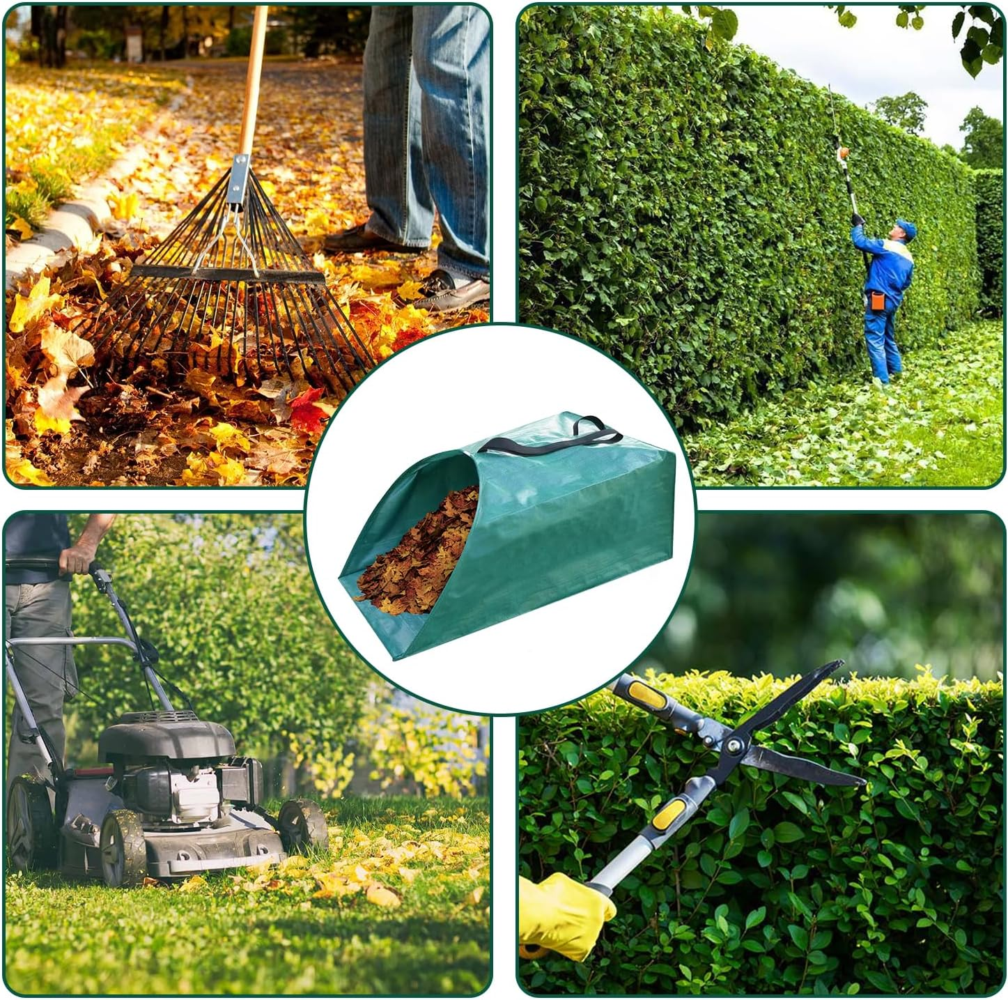 Dustpan Type Garden Waste Bag 200L X 2 Reusable Leaf Collector Heavy Duty Garden Sack Leaf Bag with Handles (Dustpan 200L) image number 4