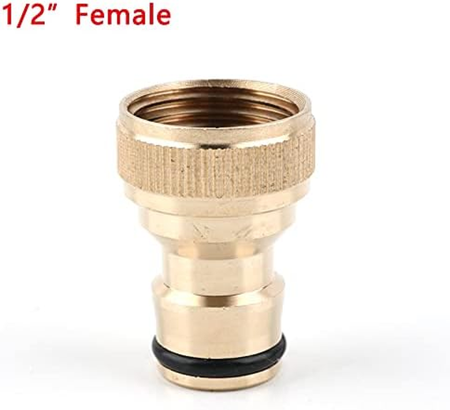 5PCS Brass Garden Hose Connectors, Garden Hose Tap Connector Pipe Fittings Kit, 2 Hose 1/2" End Quick Connect, 2 Hose Tap Connector 1/2'' and 1 Double Male Connector for Join Garden Hose Pipe image number 6