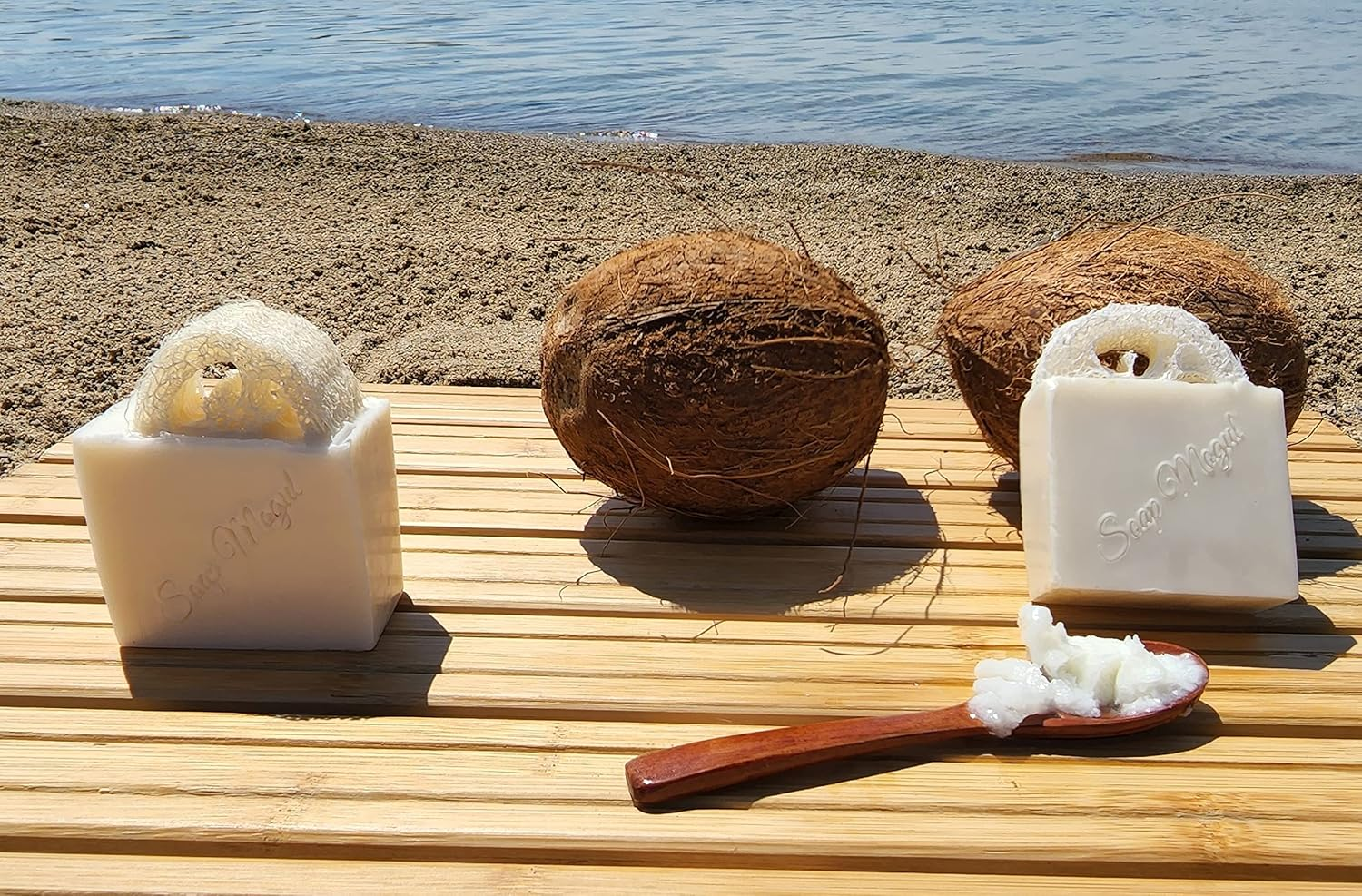 Soap Mogul Coconut Soap Bar with Loofah for Dry, Sensitive Skin and Whole Body. image number 2