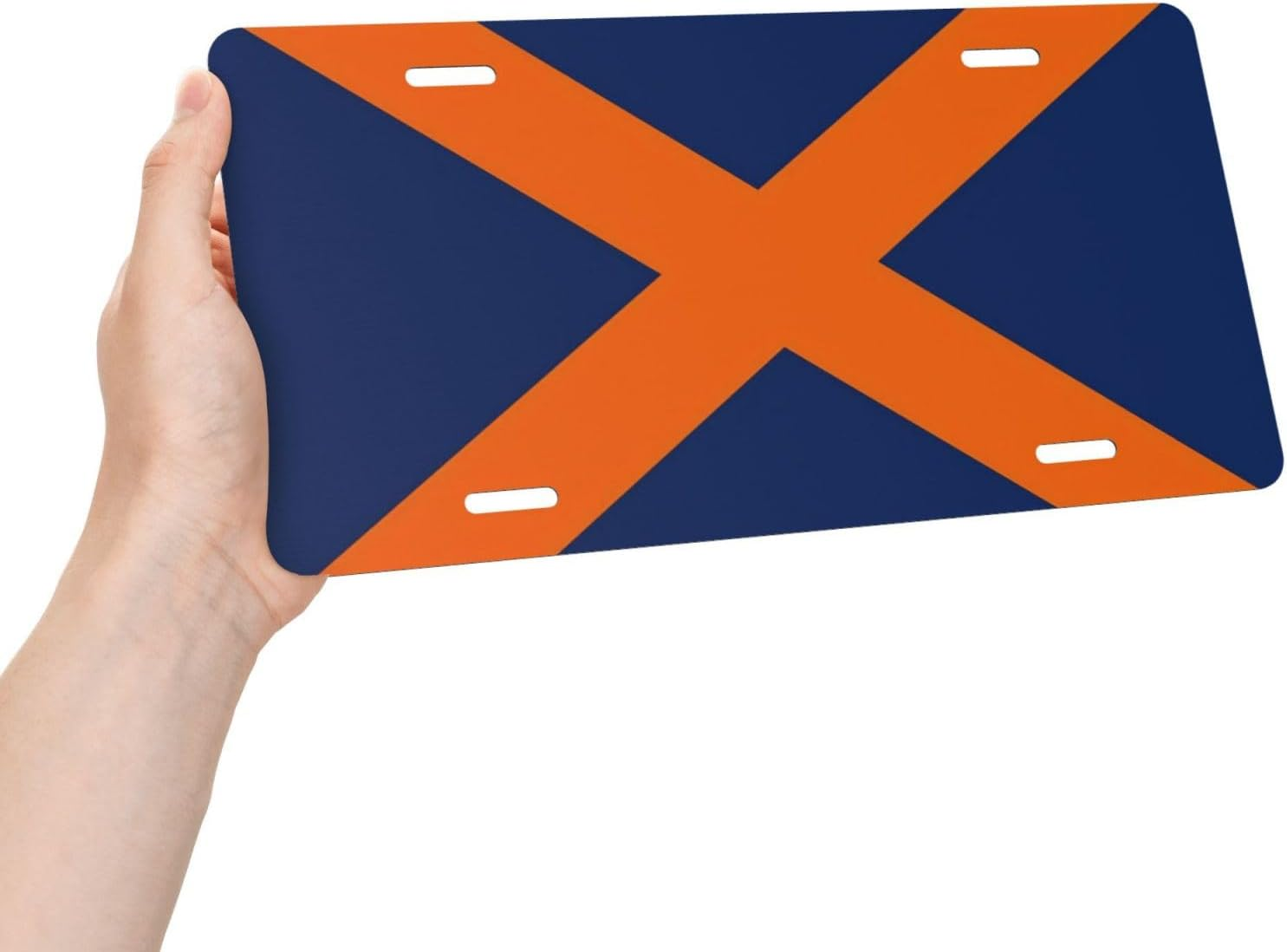 KOSUES Auburn Alabama Flag Aluminum License Plate 6 X 12 Inch Metal Car Front License Plate Cover Car Decor Accessory Novelty Vanity Decoration Tag with 4 Holes Gift for Men Women - Blue image number 4