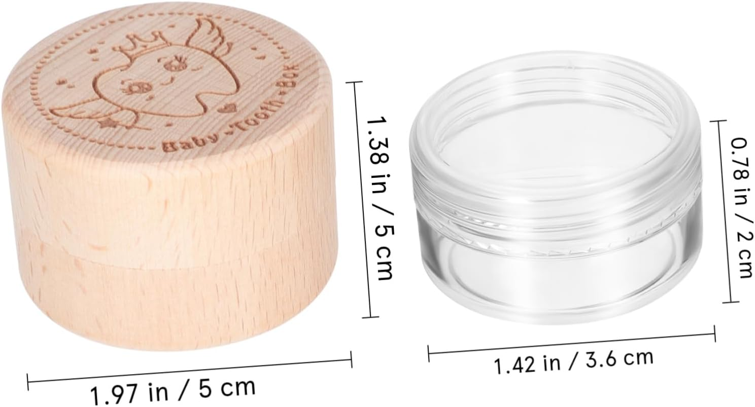 ULTECHNOVO 4Pcs round Wood Storage Box Multipurpose Keepsake Box Lid Tooth for Boys and Girls Decorative Trinket