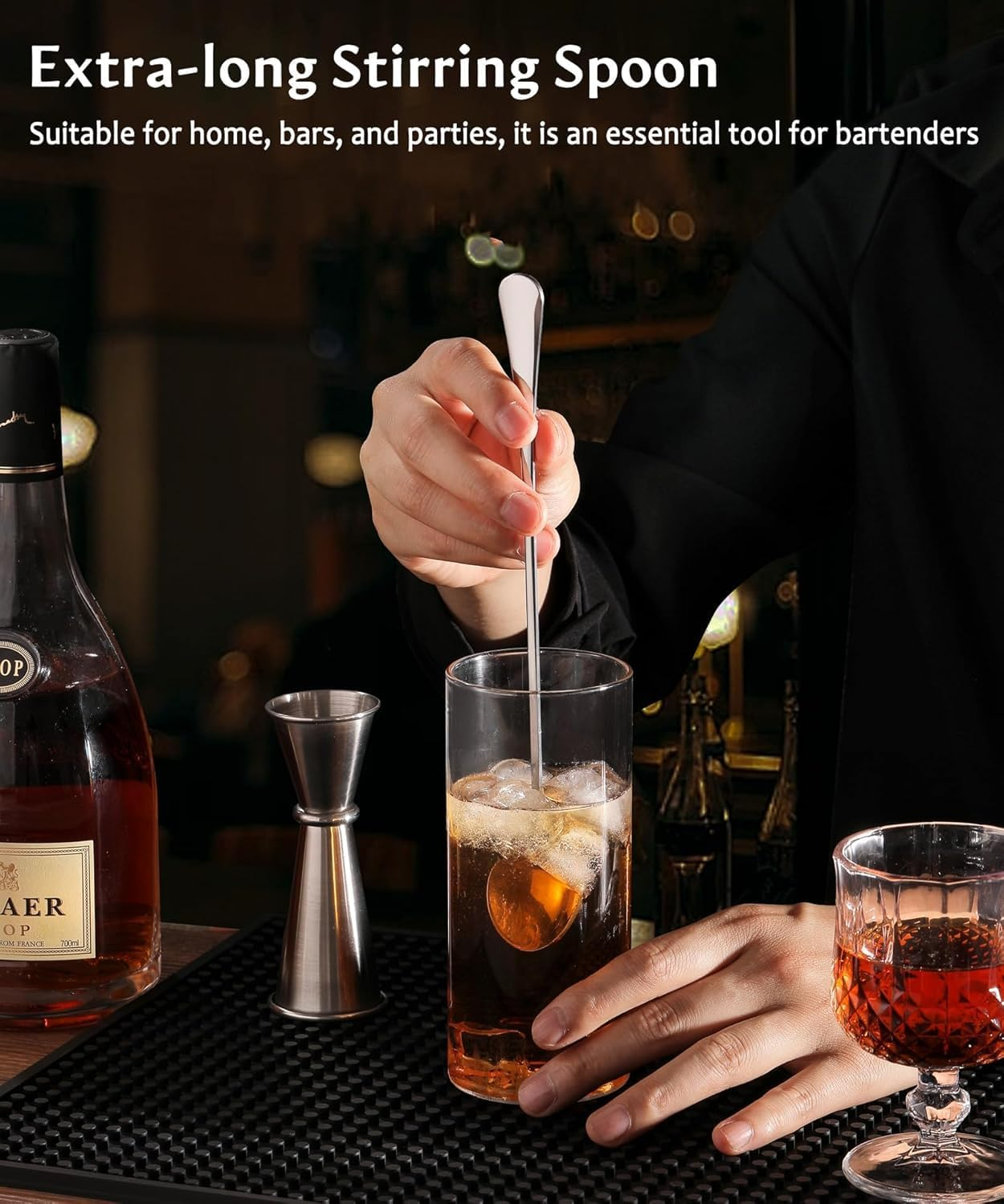 Tiokin Long Handle Spoons, 223Mm Teaspoons with Long Handle, Stainless Steel Stirring Spoons Set of 2, Mixing Ice Cream Spoon, Ideal for Iced Coffee Tea Milk Shake Sundeas Cool Drinking image number 2