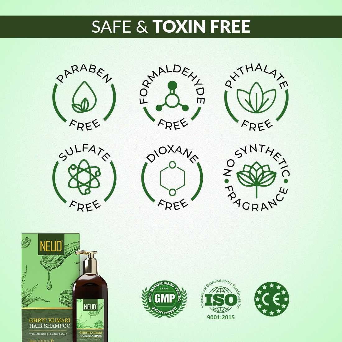 NEUD Ghrit Kumari Hair Shampoo for Men & Women - Pack 2 (300Ml Each ) image number 5