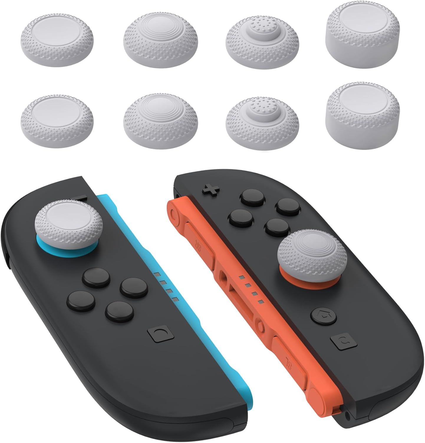 Playvital 8 in 1 Pro Thumbs Grip Caps for Nintendo Switch 2, Ergonomic Anti-Slip Joystick Caps for Joycon 2 Grip, Thumbstick Cover Accessories for Switch 2 - New Hope Gray, 8Pcs