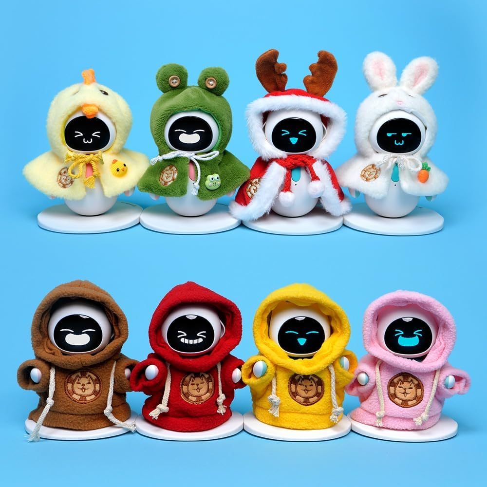 Cape & Hoodie Outfit Set for Eilik - 4 Pcs Furry Hoodie in Four Colors & 4 Pcs Furry Pet Cape in Four Styles. Ideal for Dressing Eilik and Other Suitable Toys. image number 2