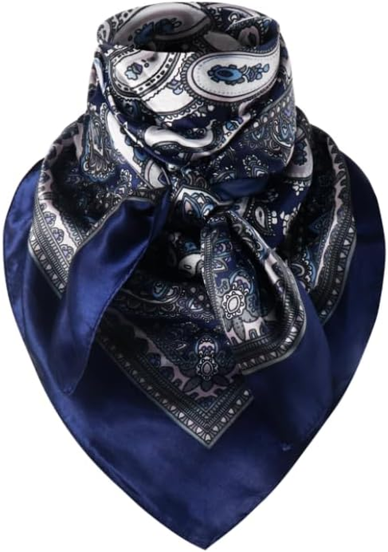 Hymeiluely 35 Inch Wild Rag Cowboy Bandana Scarves for Men, Large Neckerchief Silk Feel Western Neck Scarf for Women