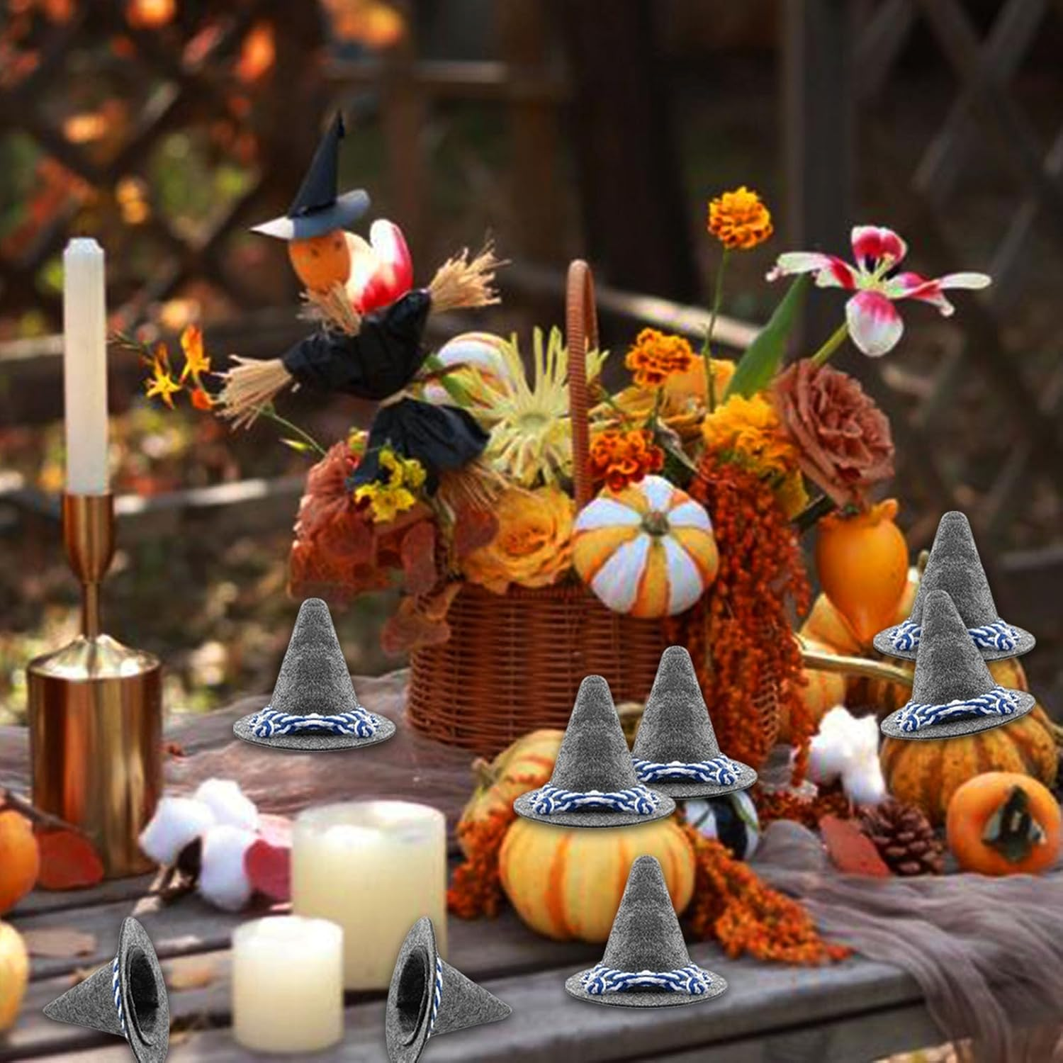 Pack of 24 Oktoberfest Hat Decorative Grey Mini Traditional Hat Table Decoration Seppel Hat Blue White Cord Small Felt Hat Confetti Oktoberfest Confetti Decoration Bavarian Decoration Table Decoration image number 5
