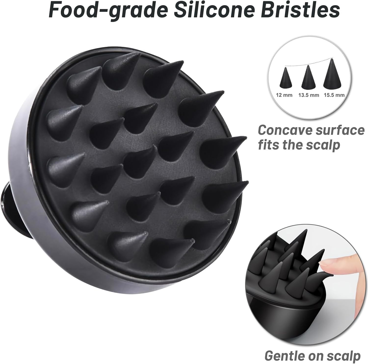 Scalp Massage Brush, 2 Pcs Soft Silicone Shampoo Hair Brush for Exfoliating and Head Massage, Stimulates Hair Growth, Reduces Dandruff, Hair Gentle Head Massage Brush for Wet Dry Hair (Black+Pink) image number 3