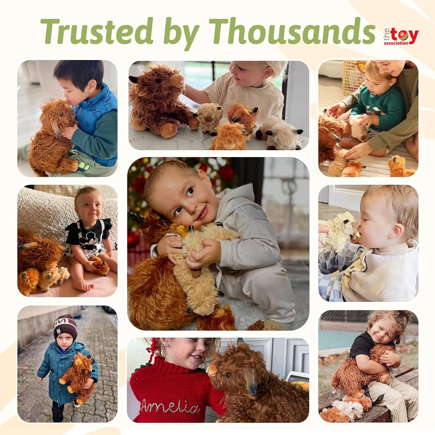 OUOZZZ Highland Cow Stuffed Animals -Plush Toys Set Mommy and 4 Little Cattle Babies Inside, Baby Toys Birthday Gift Present Toys for Girls Boys Kids Toddler Infant - Highland Cow image number 5