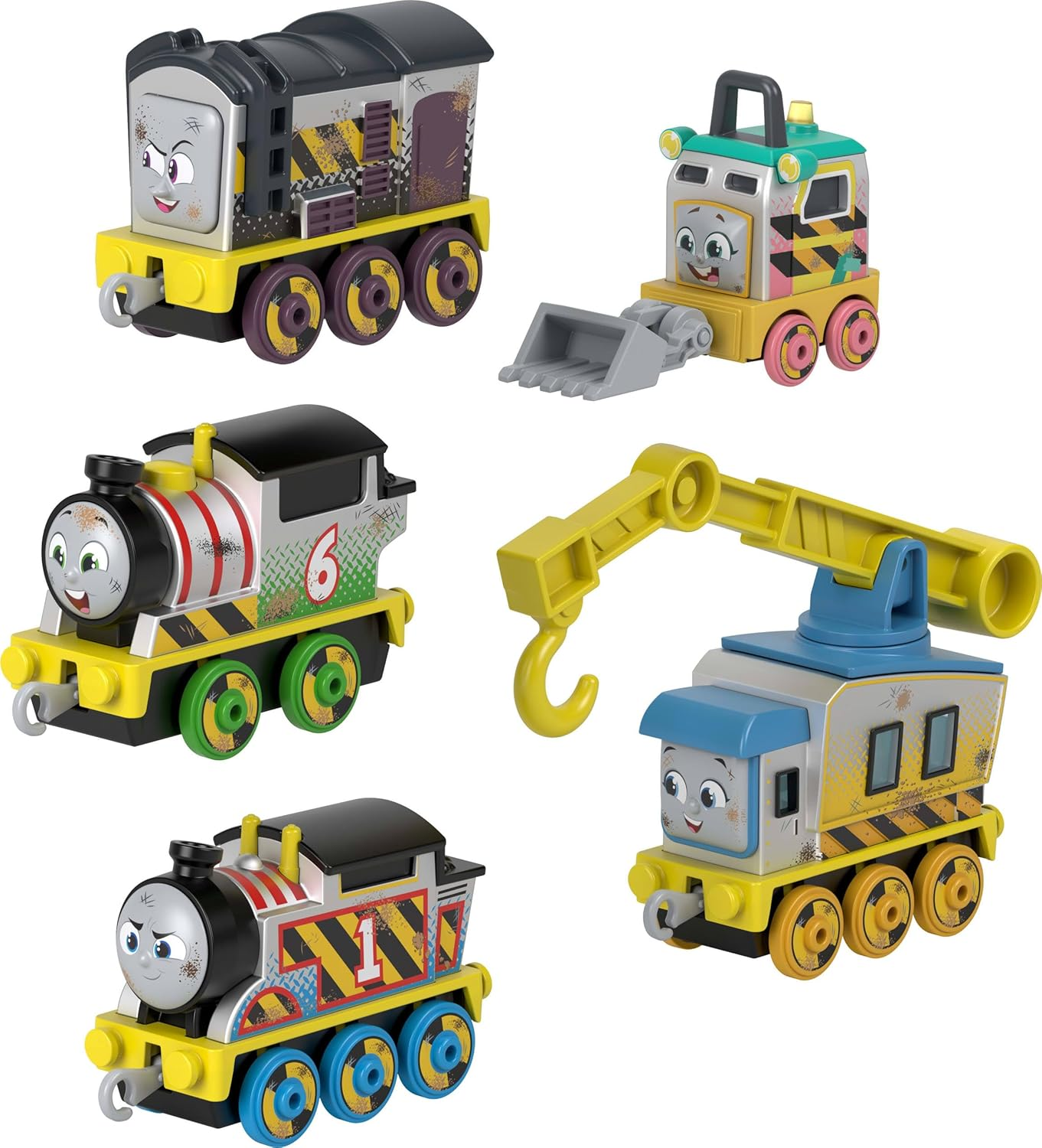 Thomas & Friends Diecast Vehicle Set Construction Crew 5 Push-Along Toy Train Engines for Preschool Kids Ages 3+ Years image number 2