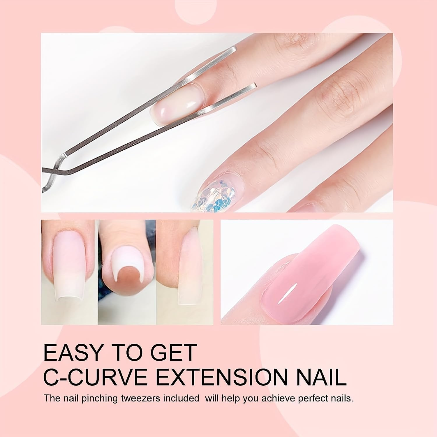 Hotolove 5-In-1 Builder Nail Gel Set - 2 Colors 15ML Builder Nail Gel Set for Nail Extension, Nail Repair, Reinforcement, Sticking Diamonds & Nail Art Design image number 4