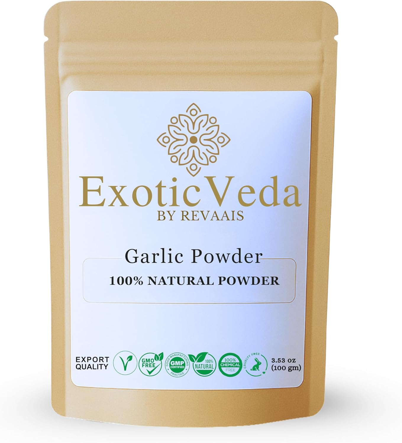 Exotic Veda Garlic Powder | 100% Pure & Natural | Garlic Seasoning for Flavor Vegetables, Grilled Sandwiches, Salads, Dressings and More| Multipurpose Use in Your Food| No Additives, No Preservatives | 100G Pack image number 6