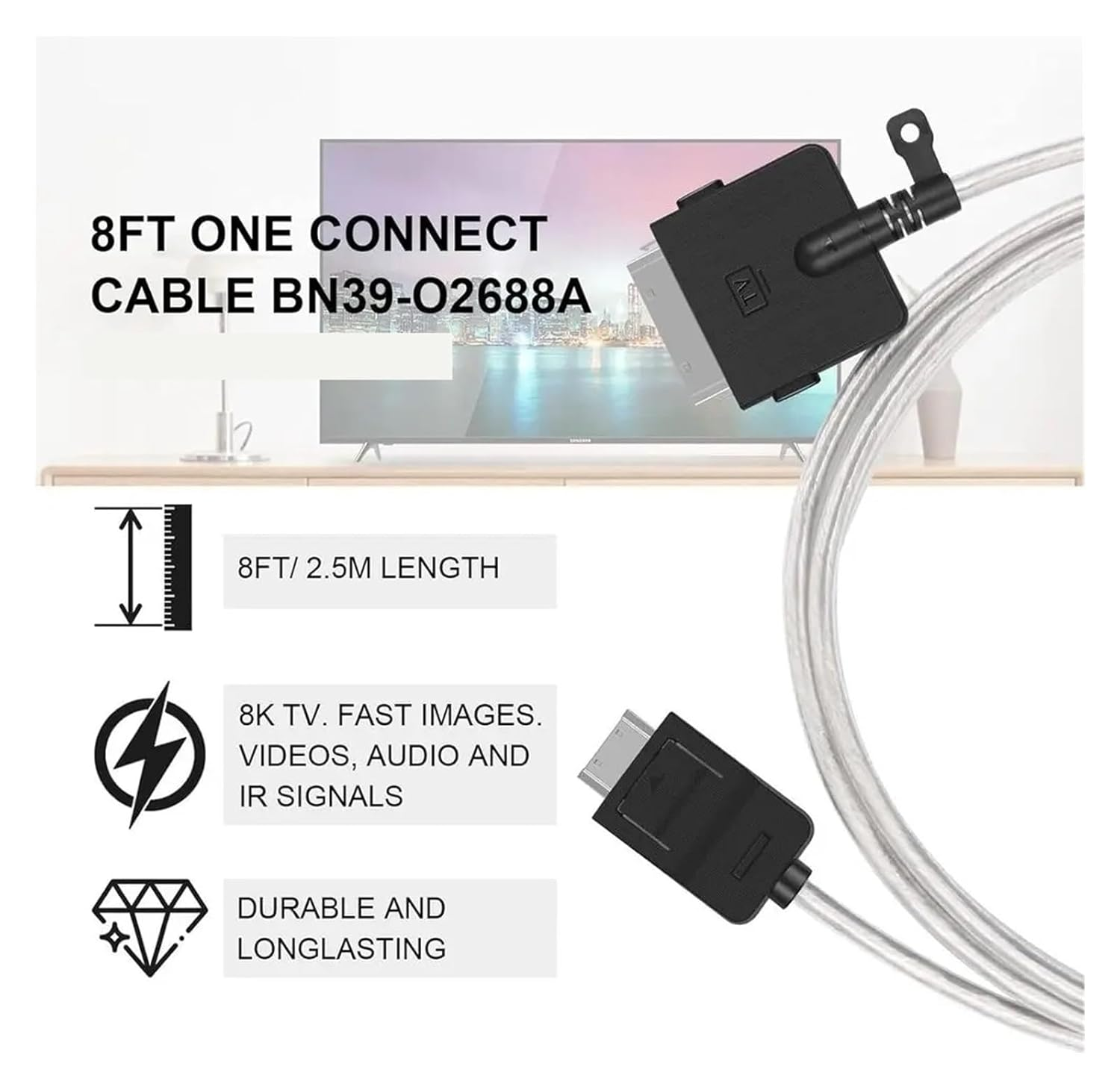 2.5M BN39-02688A Replacement BN39-02688B One Connect Cable Accessories，For QN55QN700AF QN65QN800AF QN65QN900AF QN75QN700AF QN85QN900AF TV