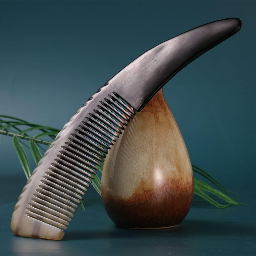 TOP SEWING Carved Horn Bone Comb for Relaxing Head 8.5" Scalp Massage Comb B image number 2