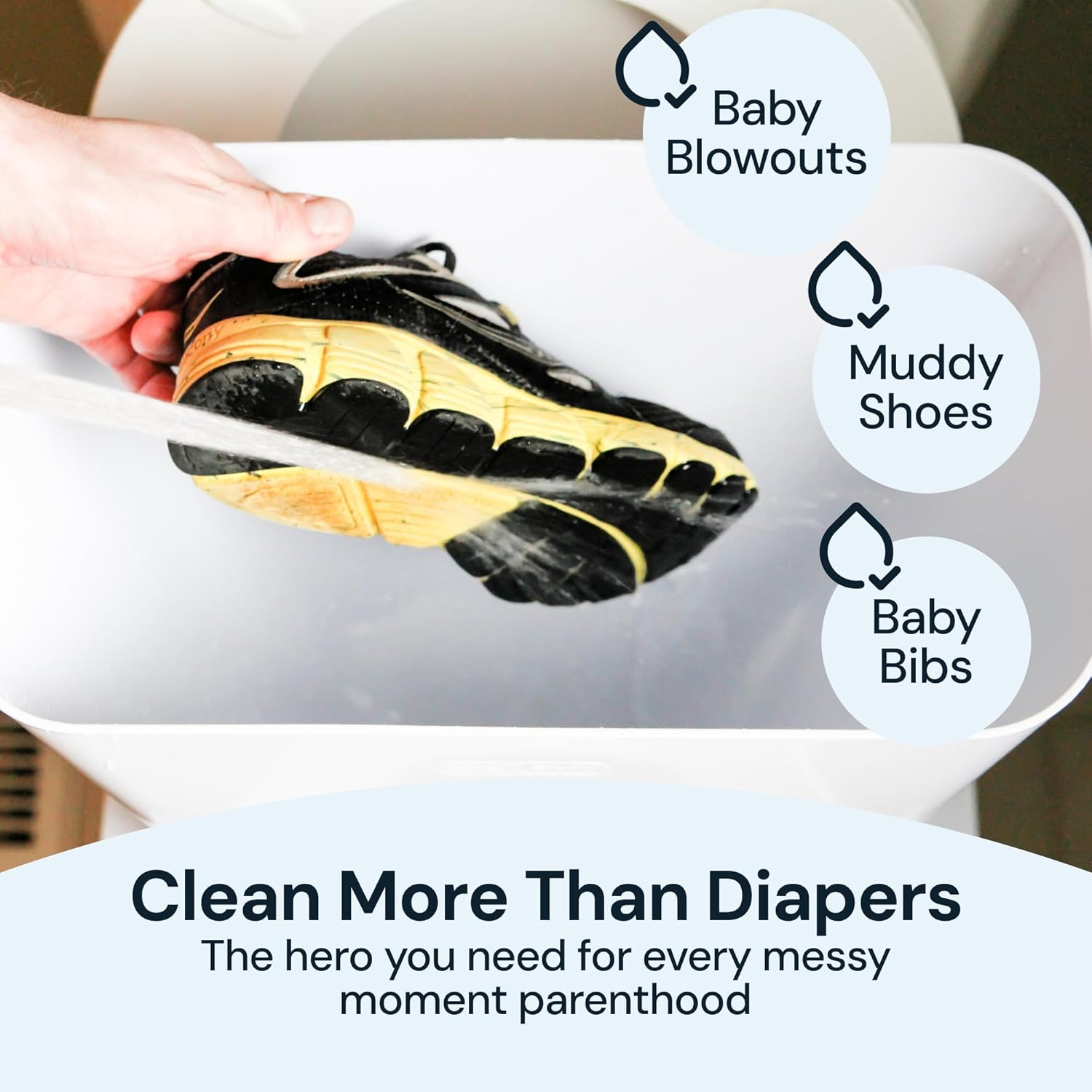 Spraystand - Cloth Nappy Sprayer Splatter Shield - Contains Spray and Debris When Rinsing Cloth Nappies, Clothing, Shoes, and More in Toilet Spray Bucket Pail image number 4