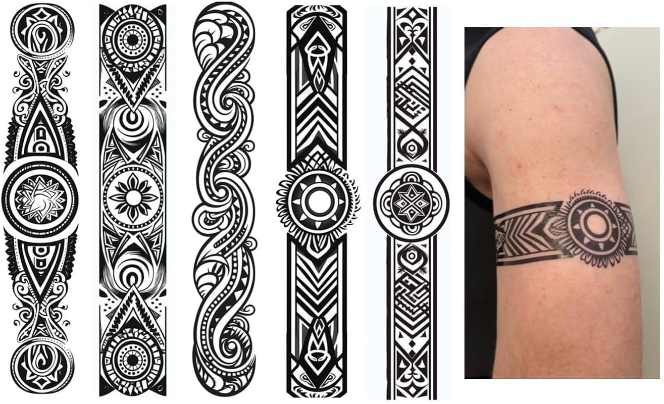 Marc5 Temporary Bracelet Tattoo Tribal Tattoo Maori Design 5 Sheets image number 2