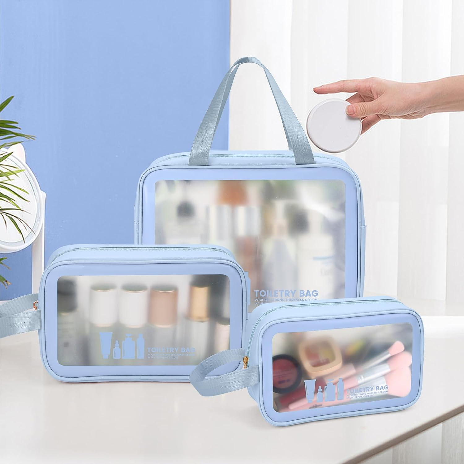 MAANGE Toiletry Bag for Women Men, Translucent Waterproof Makeup Cosmetic Bag Travel Organizer for Accessories, Toiletries image number 2