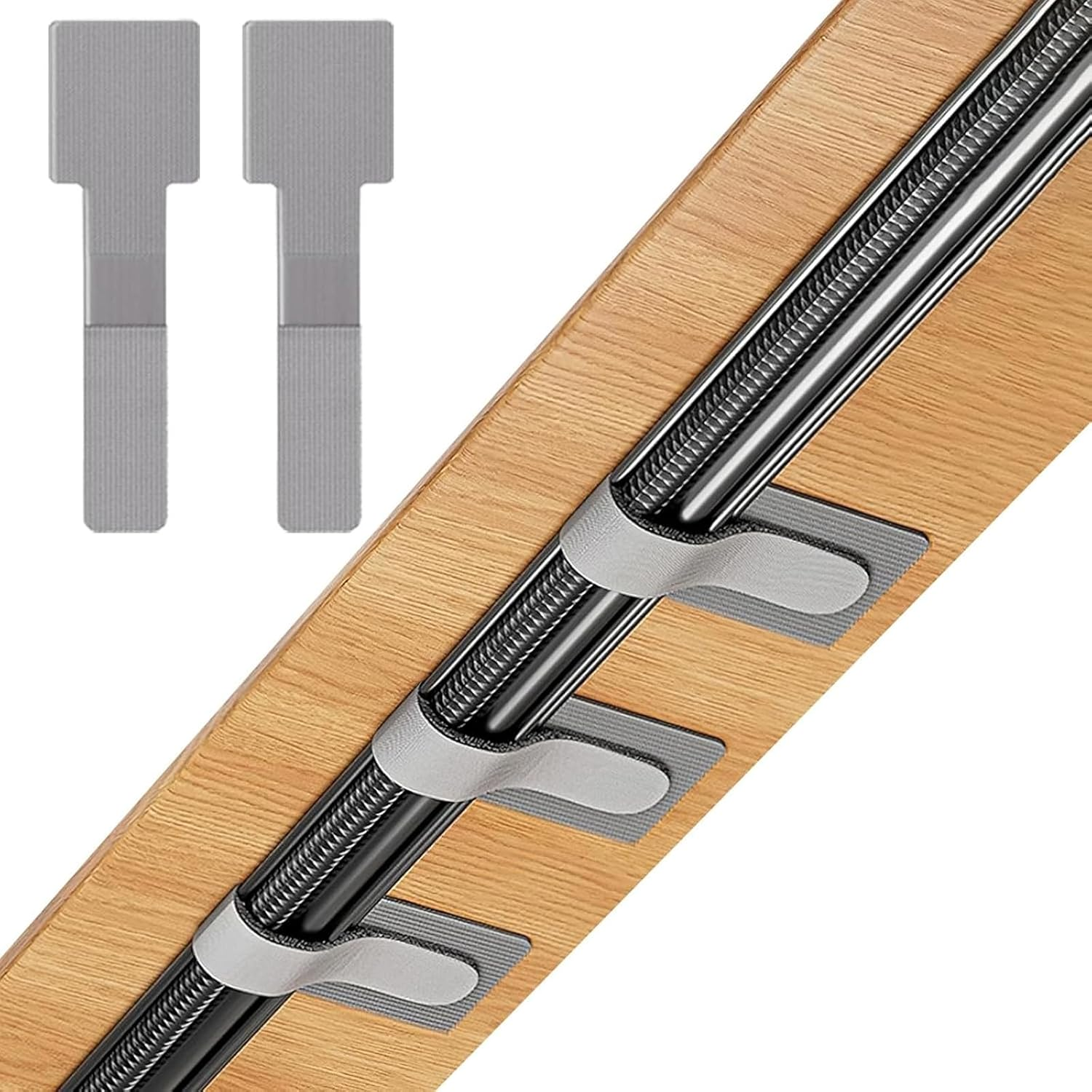 Cable Hook Loop Clips with Adhesive，Self-Adhesive Cable Ties, Reusable Fastening and Organizing Data Cables, Cable Securers, Suitable for Headphones, Mobile Phones- 50 Pcs (Grey)