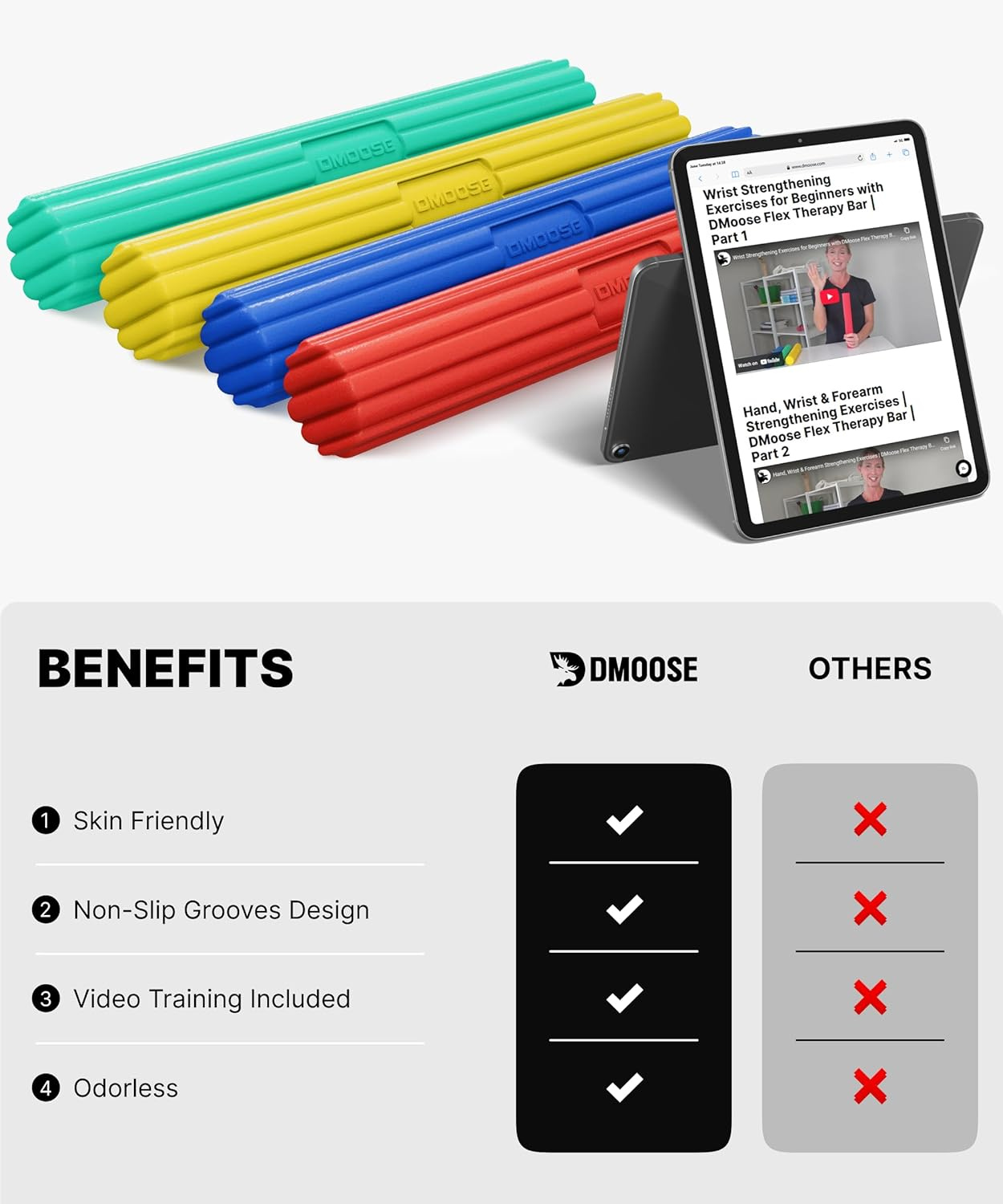 Dmoose Resistance Bar for Physical Therapy, Flexbar for Tennis Elbow, Wrist Strengthener to Improve Hand Grip for Golfers, Rehab, Tendonitis Pain, Injury Recovery Massager, Rehabilitation Equipment - Blue image number 5