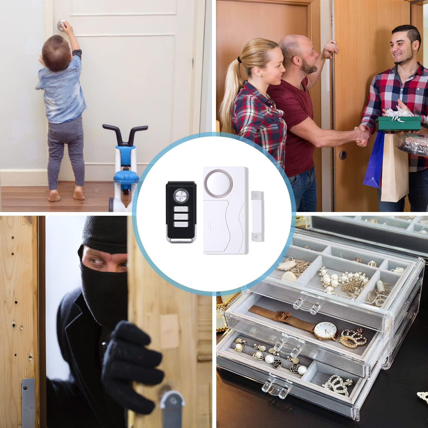 Lancoon Door Window Sensor Alarm, Remote Control Wireless Magnetic Alert anti Theft DIY Installation for Home Apartment Business Pool Garage image number 2