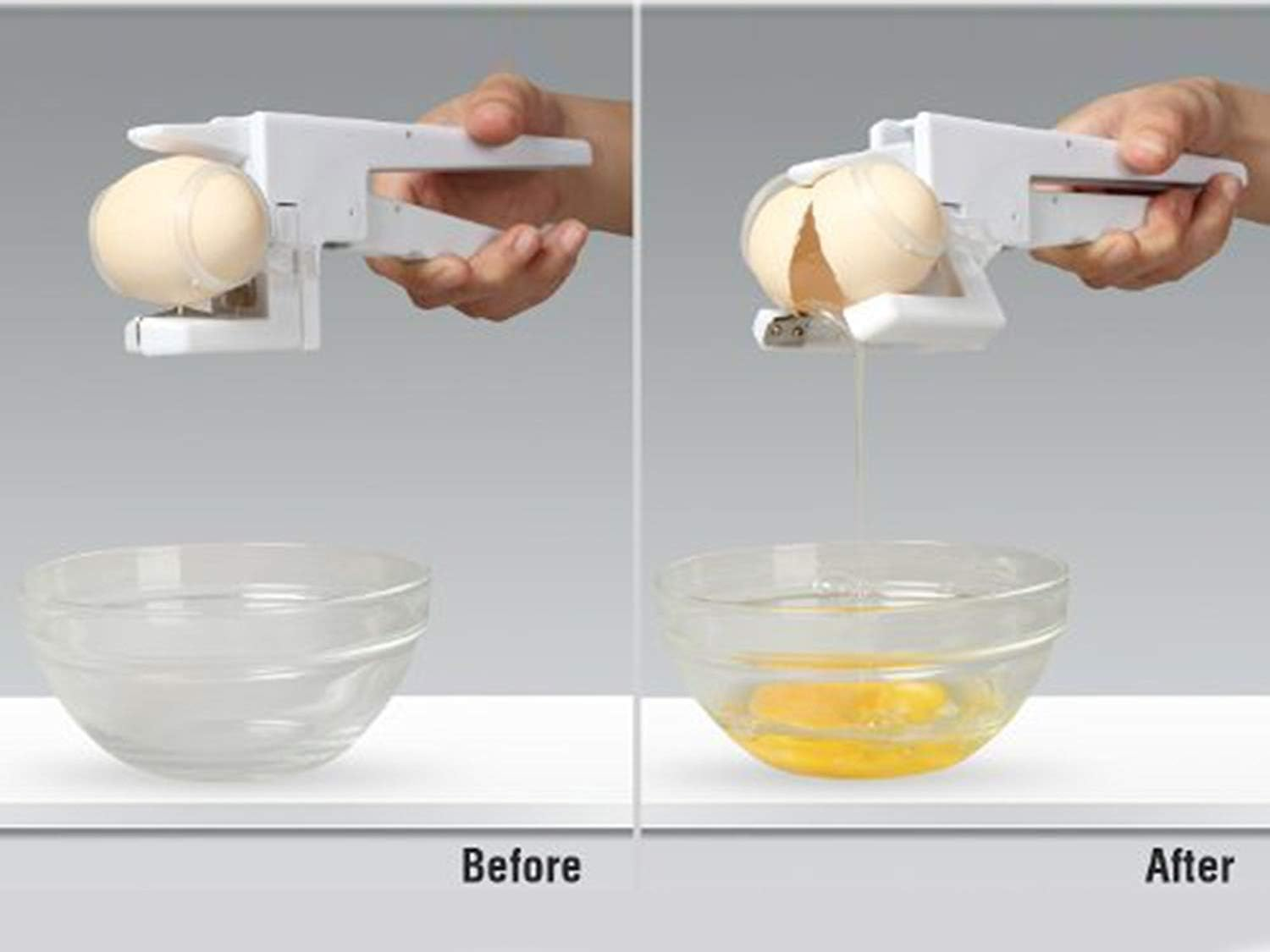 Voarge Egg Cracker Egg Cutter without Splitter Egg Cracker Gadget Gift for Kitchen Egg Yolk Protein Separator in White Kitchen Gadget Tool