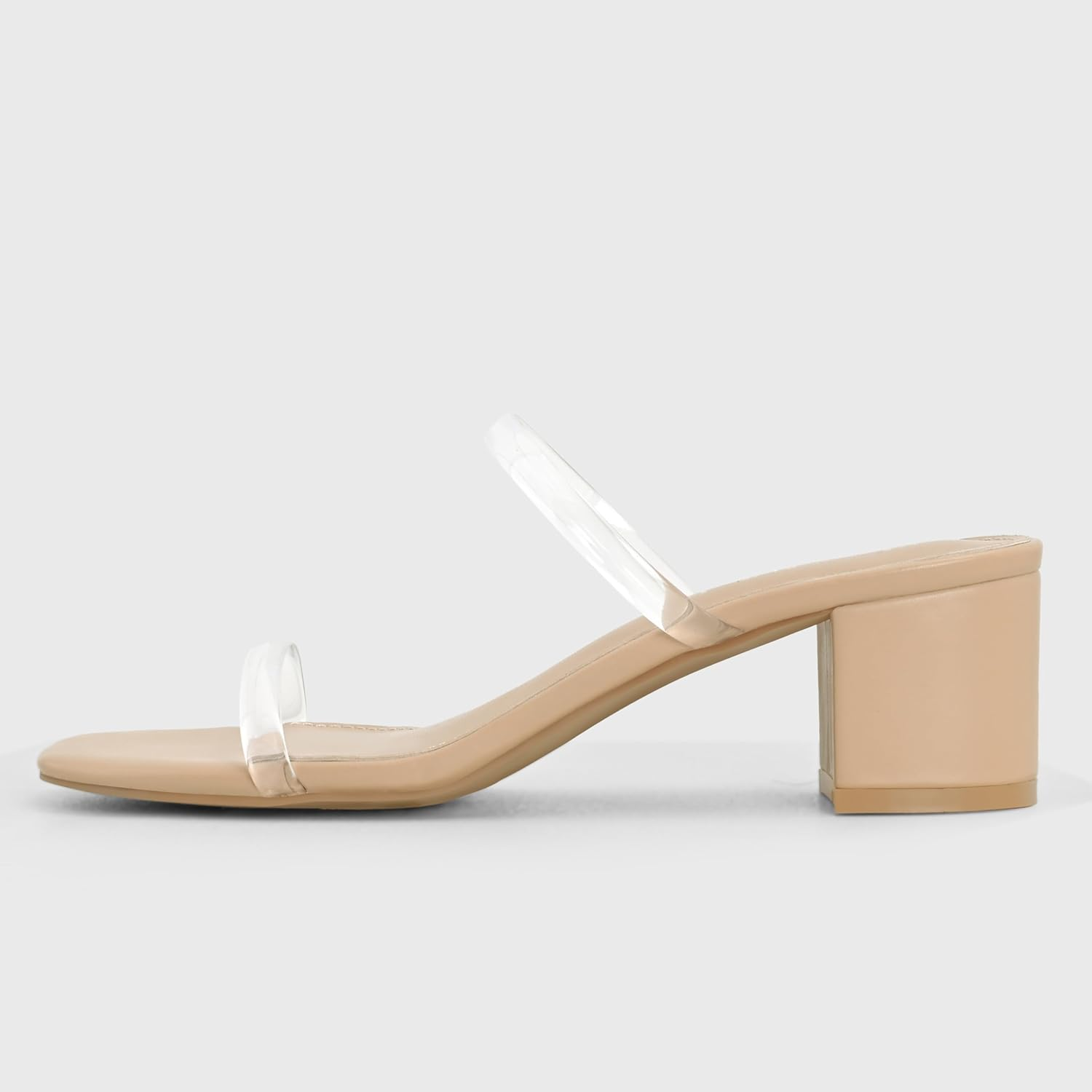 Shoe'N Tale Strappy Heels for Women Square Open Toe Two Strap Low Block Heel Slip on Dressy Sandals Shoes image number 3