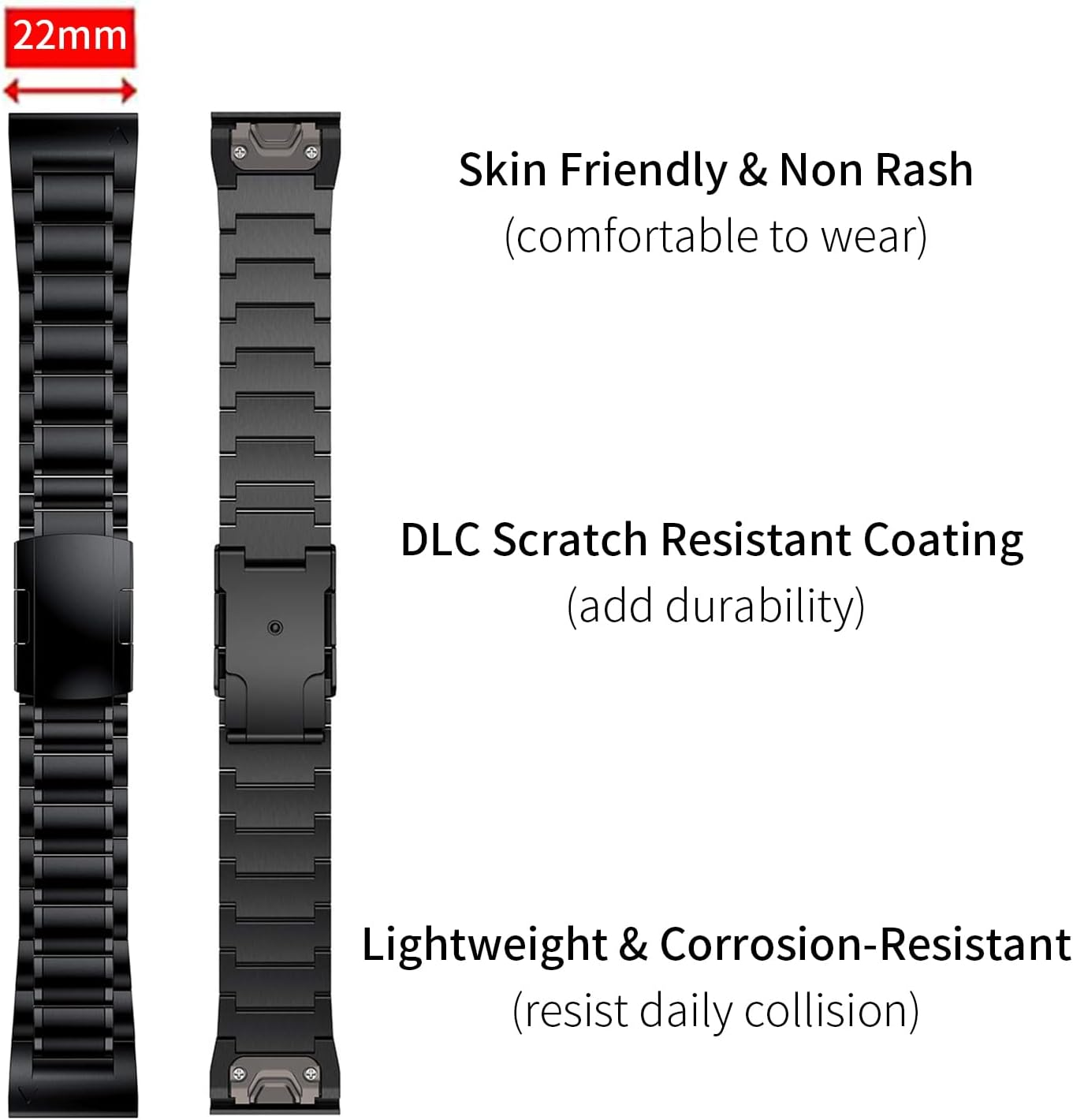 Synsing Titanium 22Mm Band Compatible for Fenix 8 47Mm/E 47Mm/7/6 Pro/5 Plus/Epix 2/Forerunner 965 955, 26Mm Metal Quick Release Watchband for Fenix 8 51Mm/Enduro 3 51Mm/7X Pro Sapphire Solor/6X Pro image number 4