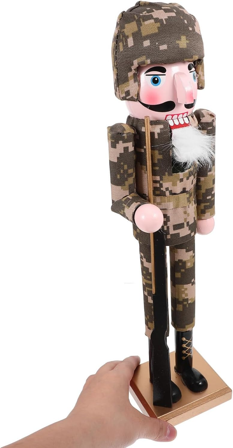 MAGICLULU Christmas Nutcracker Soldier Decor Traditional Wooden Nutcracker Figure Camouflage Soldier Design Unique Holiday Decoration for Home Weddings and Festive Celebrations image number 4