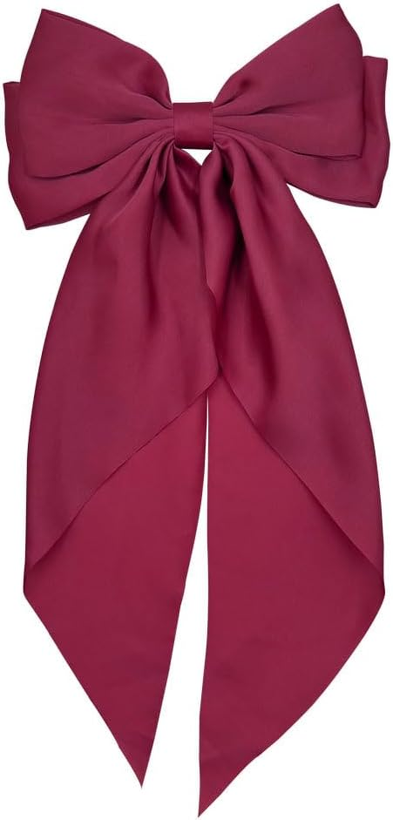 Large Hair Bows Clips for Women, Sapphire Blue Silky Satin Hair Bow Hair Clips Long Tail Vintage French Hair Ribbon Hair Barrettes for Girls (Black) - Black image number 2