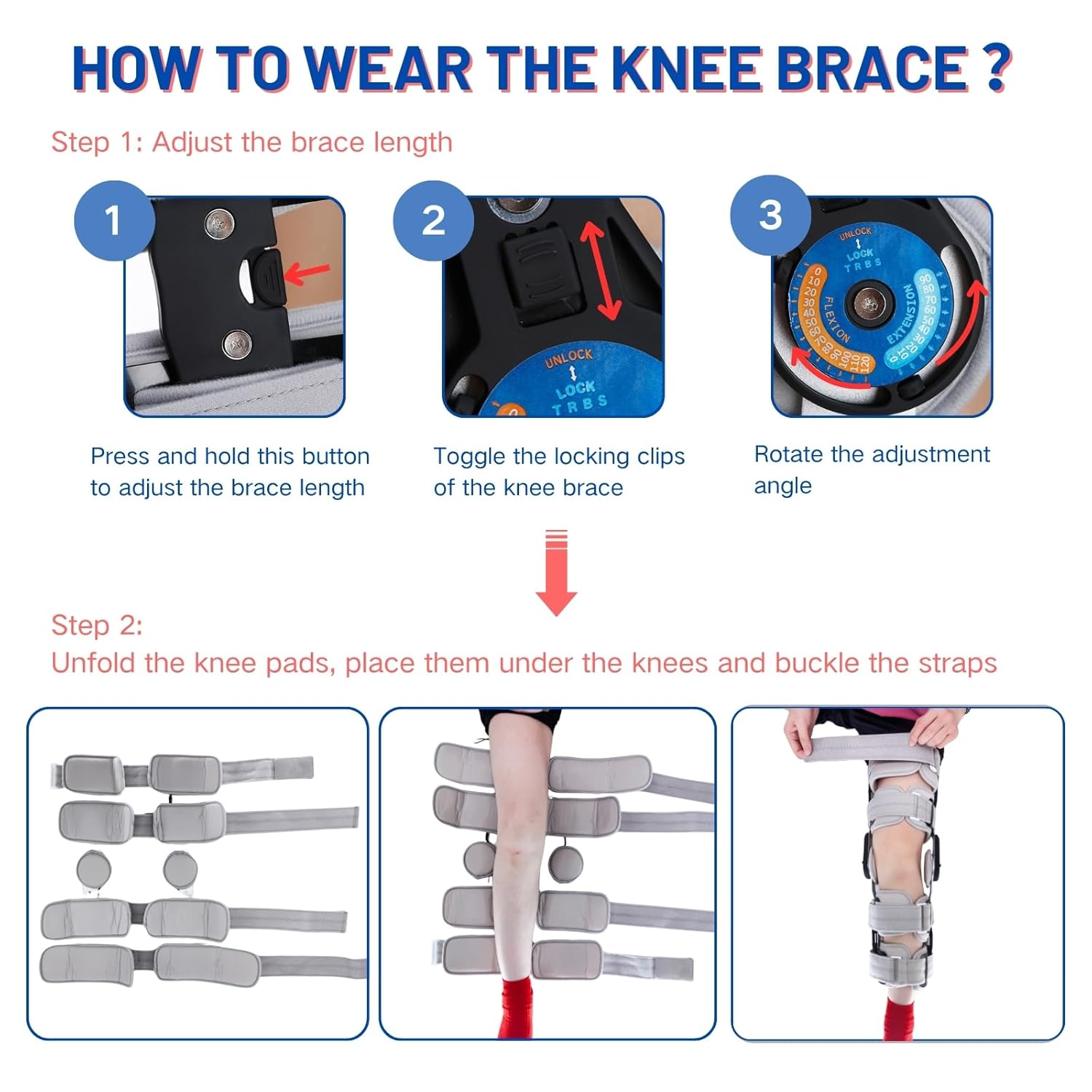 Hinged ROM Knee Brace with Side Stabilizers, Adjustable Post Op Knee Immobilizer for Meniscus Tear, ACL, PCL, MCL, Arthritis, Orthopedic Support after Surgery image number 3