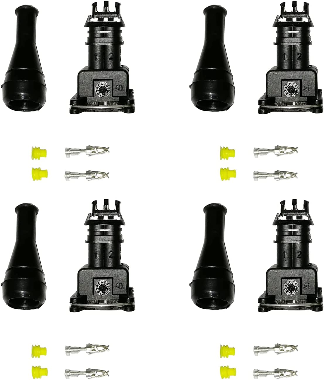 4 Sets Fuel Injector Connector EV1 Waterproof 2 Way Fuel Injector Wiring Connectors Plug Harness Kit, Total 24Pcs image number 3