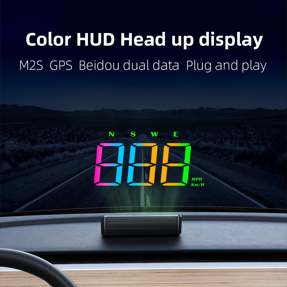 BLLYOGU Car GPS Head up Display Speedometer HUD Digital Windshield Projector Speed Meter KM/H & MPH Speed Unit for All Car Models image number 2