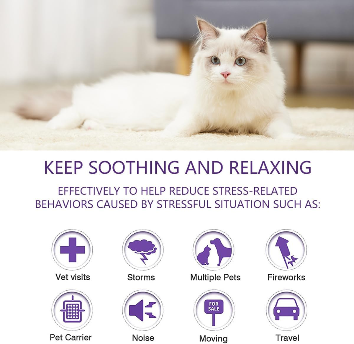 AIMALL Adjustable Anti-Anxiety Calming Collars for Cats and Dogs, 3/4 Pack, 27.55In for Dogs and 14.96In for Cats, Natural Anxiety Relief, 4-Week Effectiveness - 38Cm-4Pcs image number 4