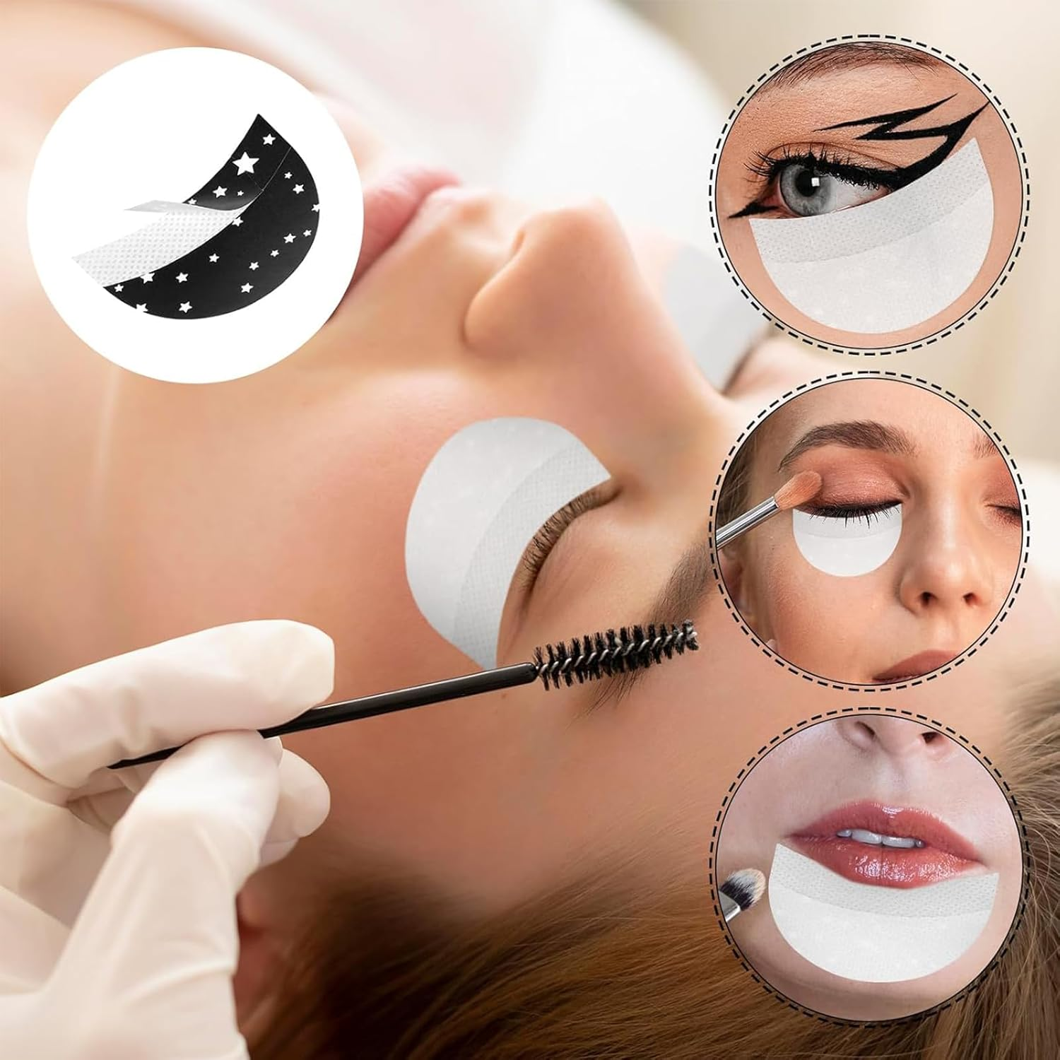 Kzvsiy 100 Pcs Eyeshadow Shields, Lint-Free Eye Makeup Pads, Professional Eyeshadow Stickers for Eyelash Extensions, Eyeliner, Lipstick, and Preventing Makeup Residue