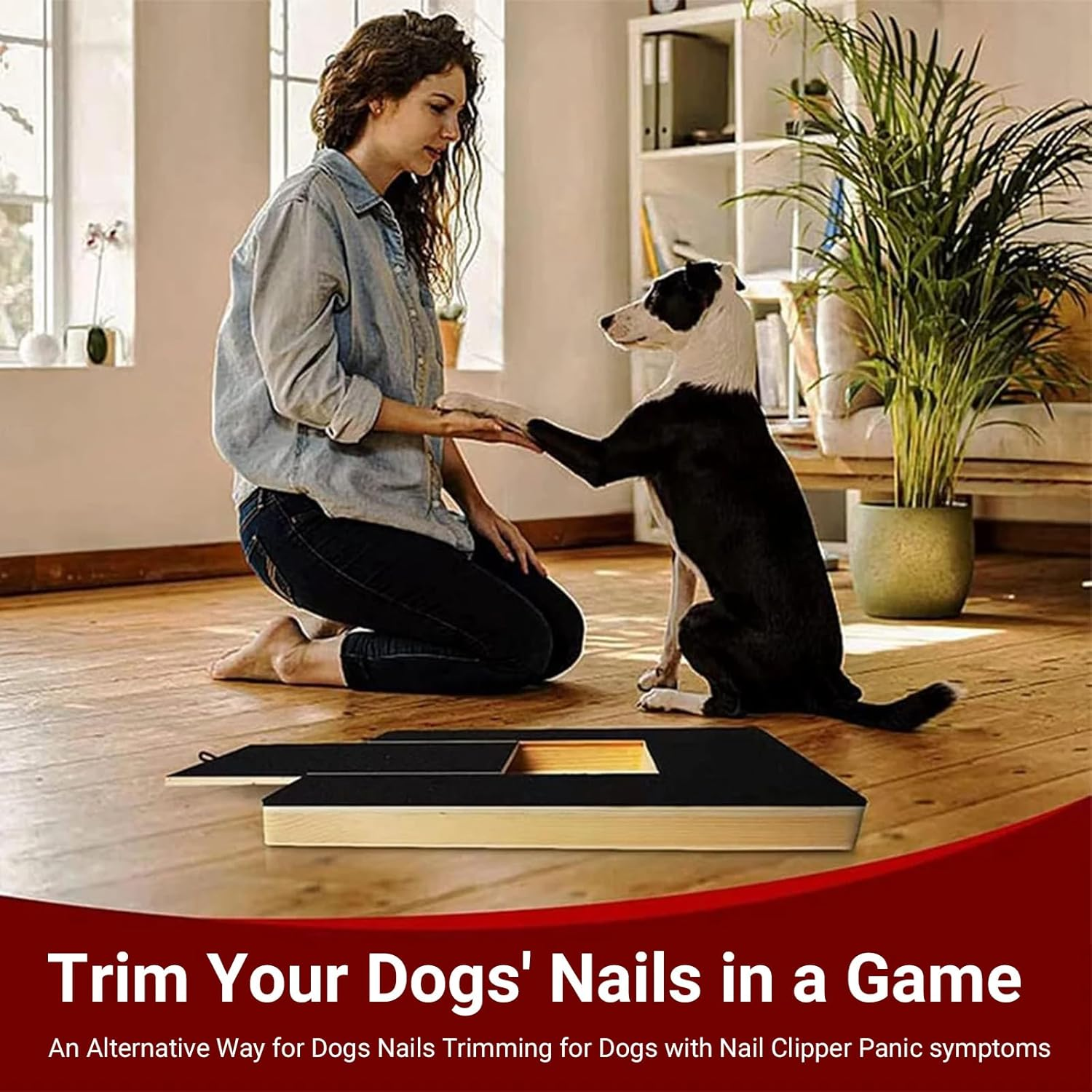 AIMALL Wooden Pull-Out Dog Scratching Board &ndash; Durable Pet Grooming Tool, Interactive Nail Trimmer for Home Use, Includes Replaceable Sandpaper image number 2