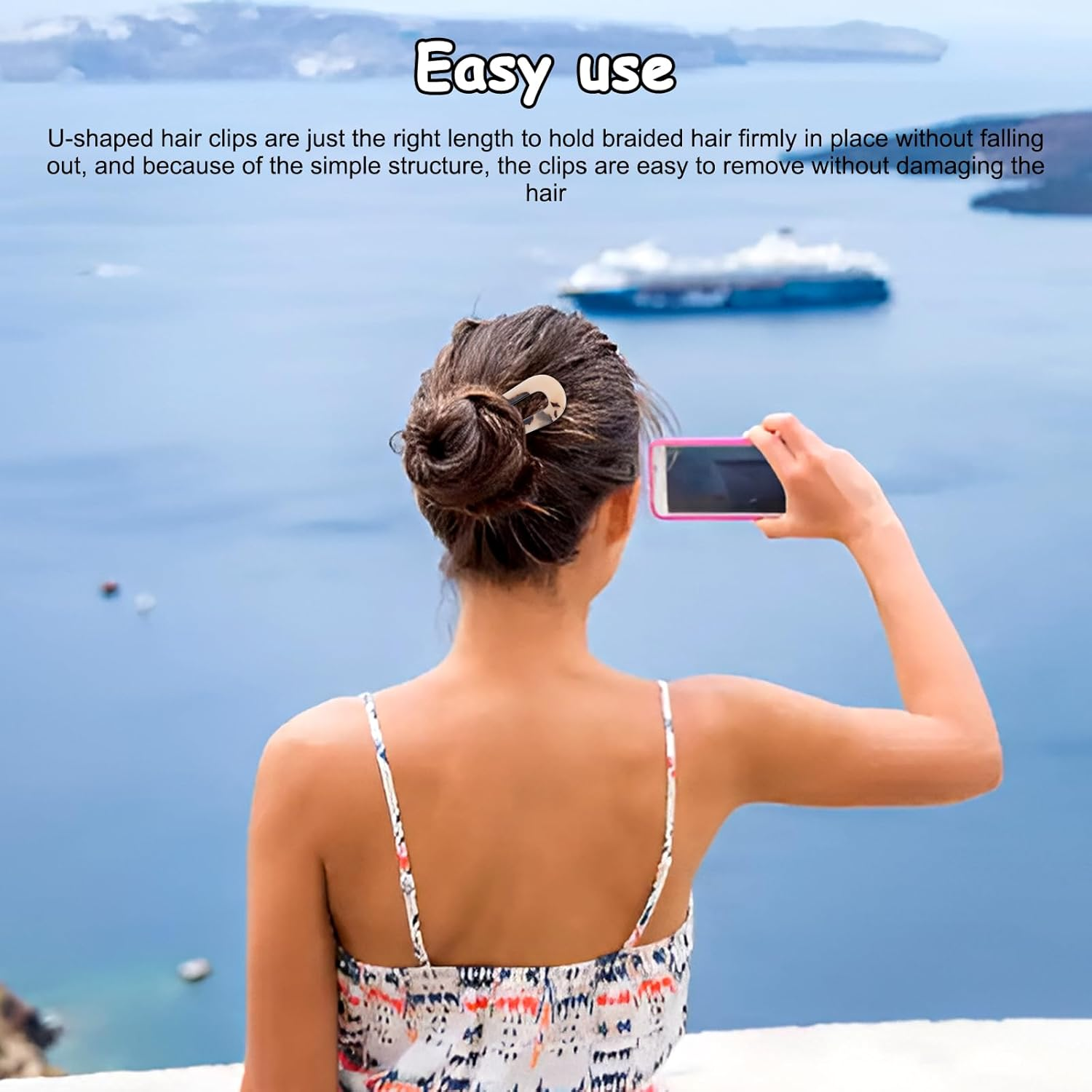 Mynoozi 4 Pack Hair Fork French Pins, U Shaped Hair Pin for French Twist U Shaped Hair Pin Fork Sticks for Women Girls Hairstyle Accessories image number 5