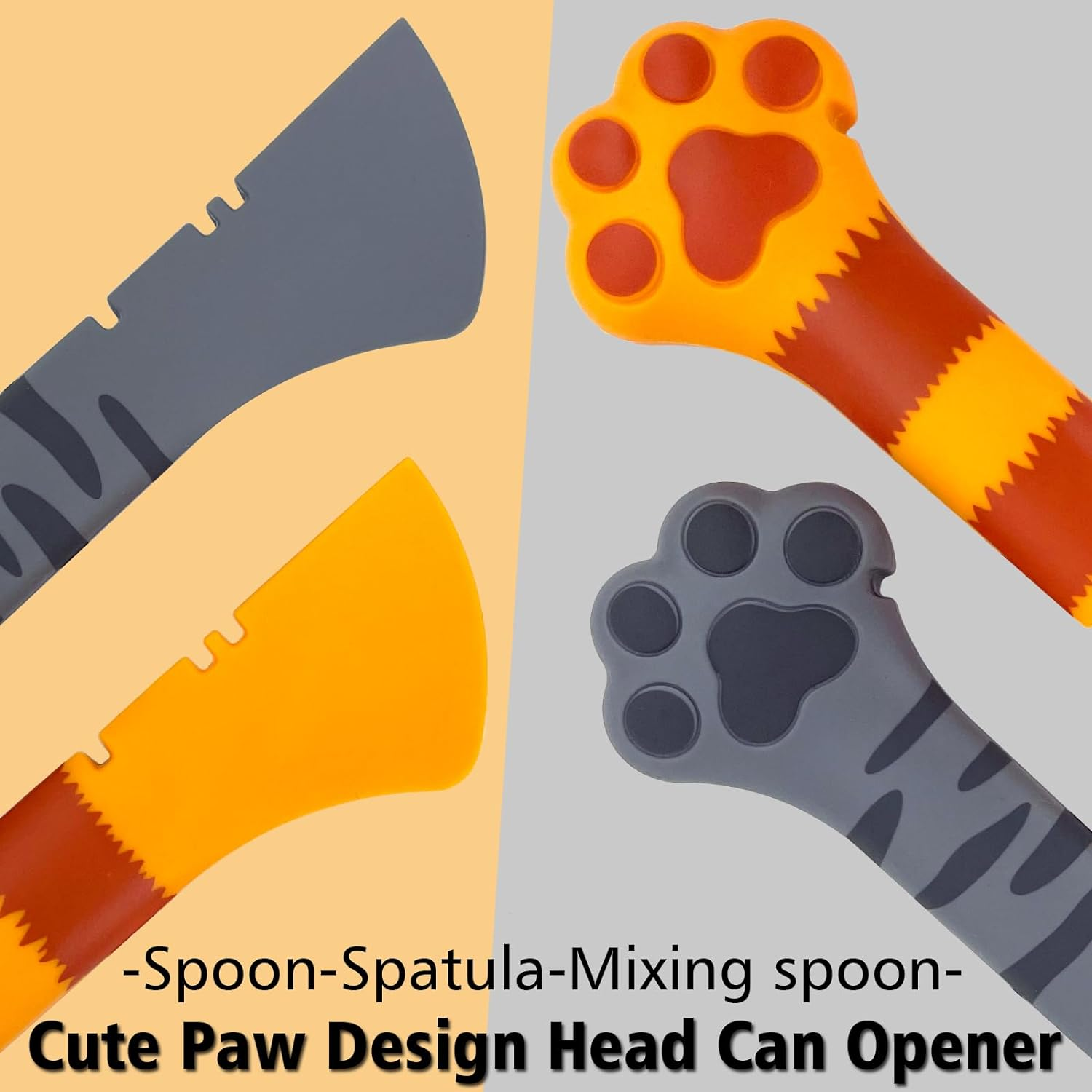 2 Pack Dog Cat Food Spoon, Cute Paw Cat Food Spoon for Wet Food, Silicone Pet Food Can Opener Spatula Scoop Mixing Spoons for Dog Cat Canned Food - White image number 2
