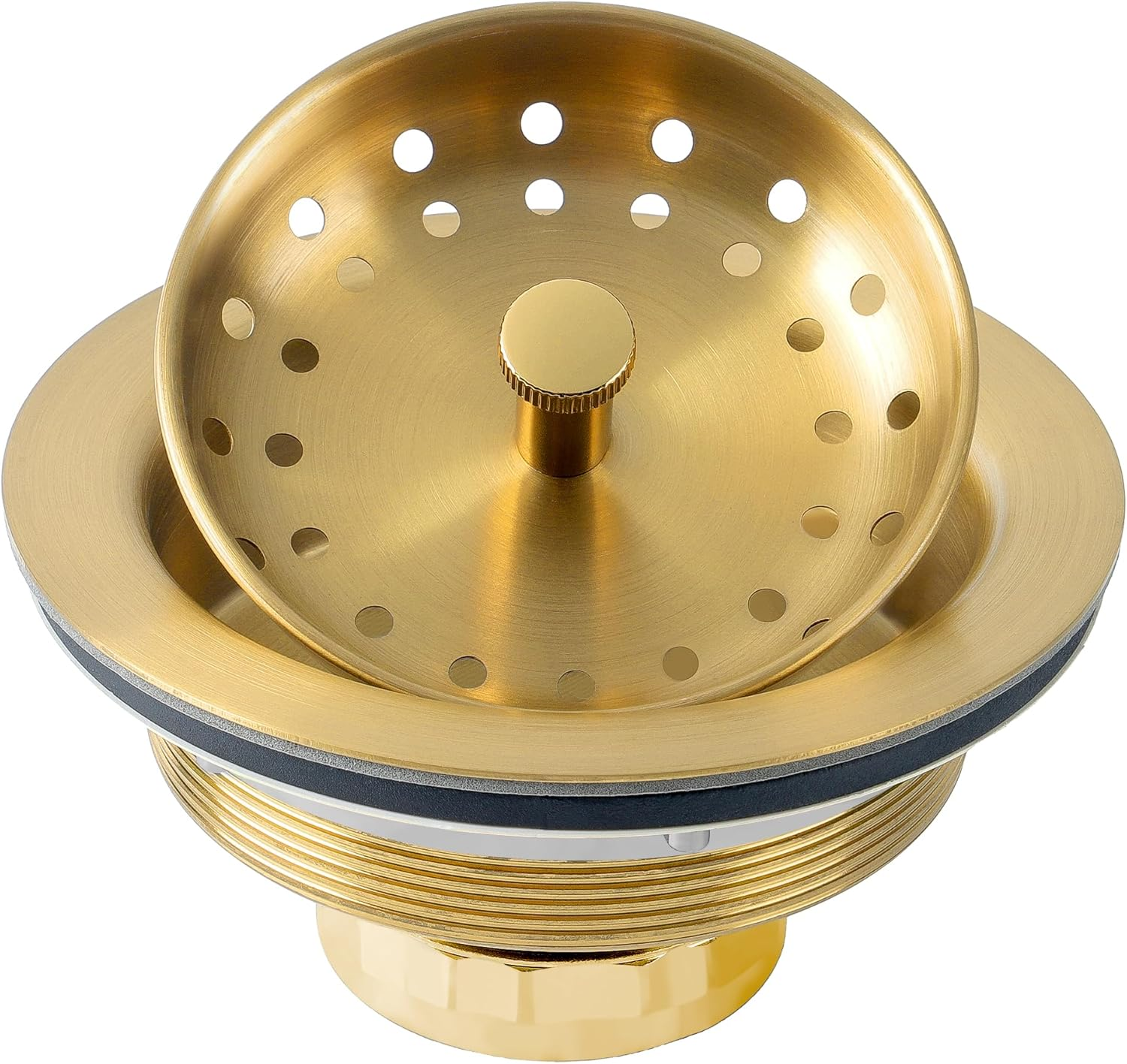Kitchen Sink Strainer Assembly, Sink Drain 304 Stainless Steel with Removable Deep Waste Basket and Sealing Lid 3-1/2-Inch Golden