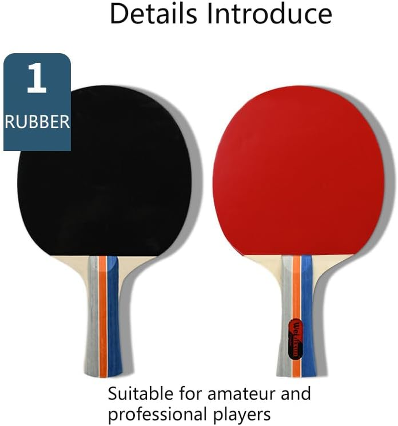 Ping Pong Paddles Set - Professional Table Tennis Rackets and Balls, Retractable Net with Posts and Storage Case - Pingpong Paddle and Game Table Accessories image number 4