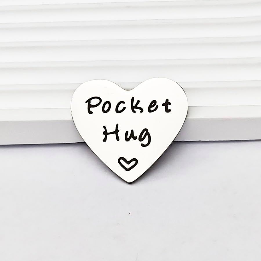 Long Distance Relationship Friendship Gifts for Women Men Heart Pocket Hug Token for Family Christmas Birthday Gifts for Couple Friends Hug Tokens Keepsake PU Leather Keychain - A Little Pocket Hug For When image number 6