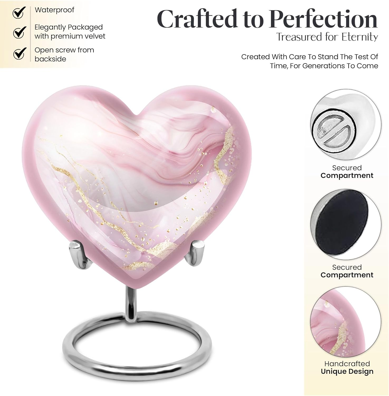 Blush Pink Marble Decorative Urn - Large Funeral Cremation Urn for Adult Ashes image number 1