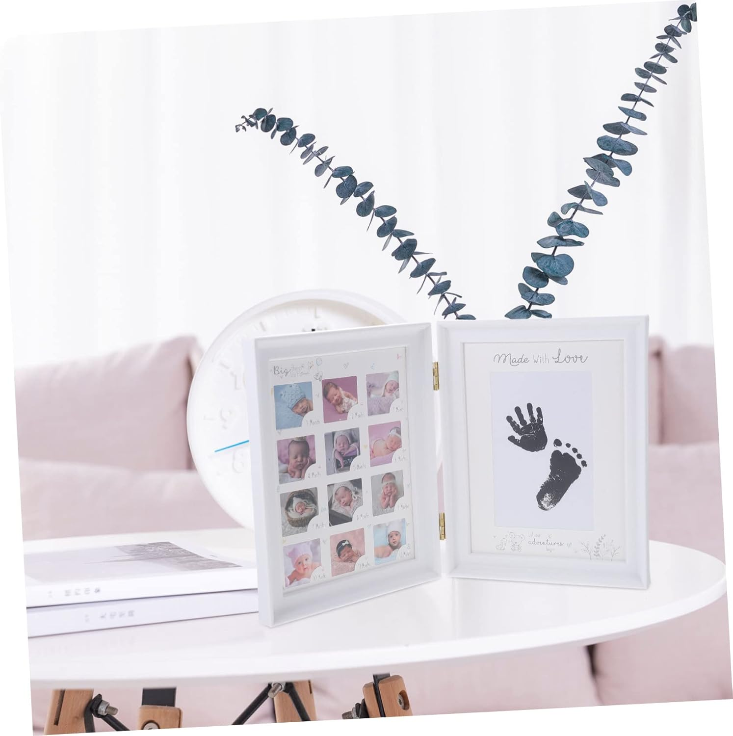 ERINGOGO Growth Photo Frame Desktop Picture Frame Ornament for Newborn Footprint Memories Durable and Safe Keepsake Holder Present for First Birthday - Multi image number 6