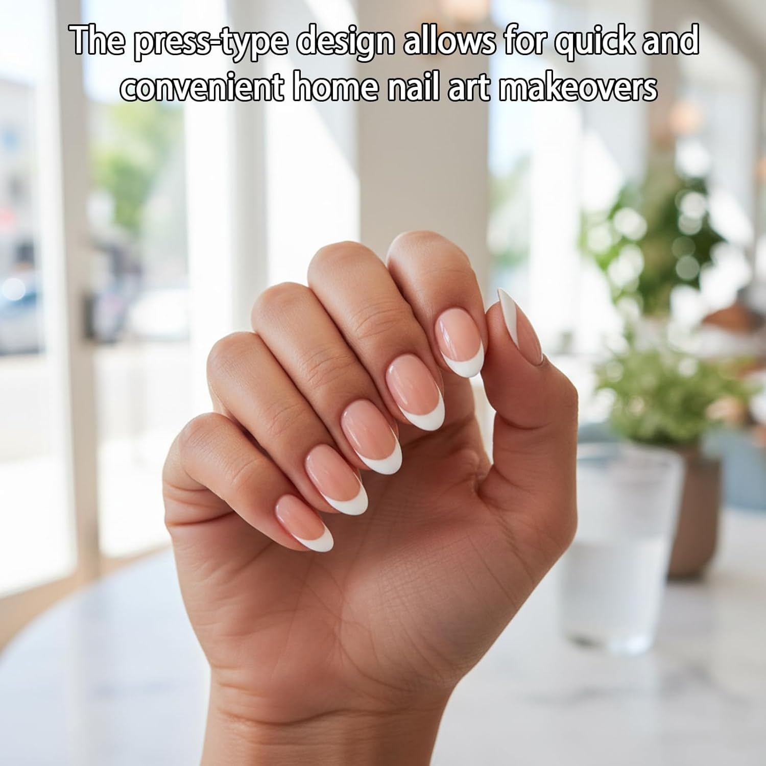 Press on Nails, French Almond Design Fake Nails, Pink and White Press on Nails, 22-24 Pieces image number 6